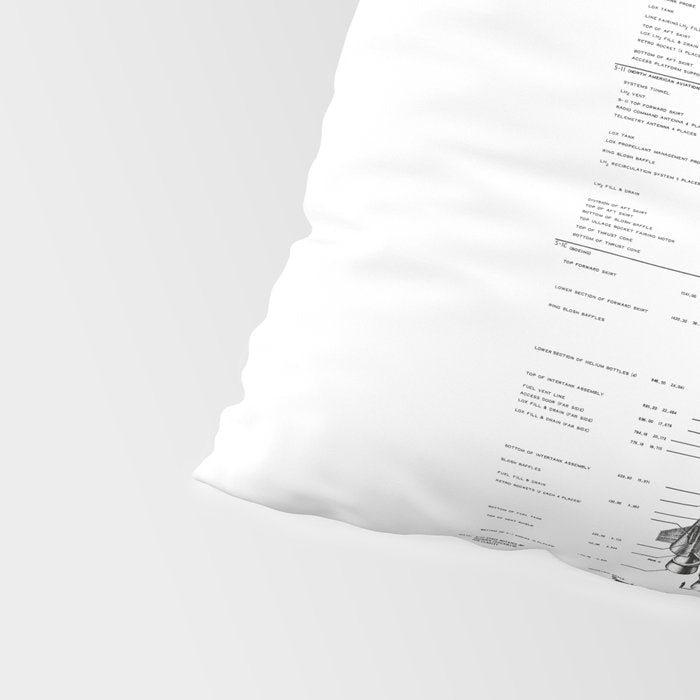 Apollo 11 Saturn V Blueprint in High Resolution (white) Pillow Sham Gallery Image 4