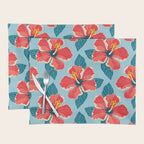 Tropical hibiscus summer flower art pattern Placemat Gallery Image 1