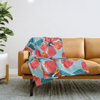 Tropical hibiscus summer flower art pattern Throw Blanket Gallery Image 1