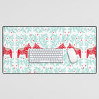 Swedish Dala Horses - Red & Mint Palette Desk Mat Gallery Image 1