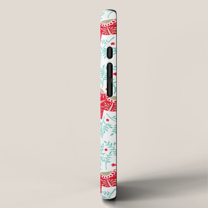 Swedish Dala Horses - Red & Mint Palette iPhone Case Gallery Image 2
