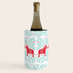 Swedish Dala Horses - Red & Mint Palette Wine Chiller Gallery Image 1