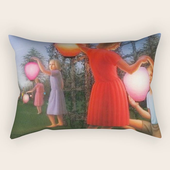 Classical Magic Realism Masterpiece 'Garden Party' by George Tooker Rectangular Pillow Gallery Image 2