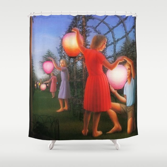 Classical Magic Realism Masterpiece 'Garden Party' by George Tooker Shower Curtain Gallery Image 1