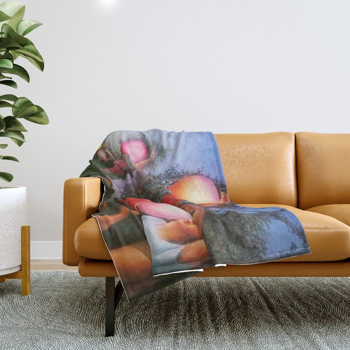 Classical Magic Realism Masterpiece 'Garden Party' by George Tooker Throw Blanket Gallery Image 1