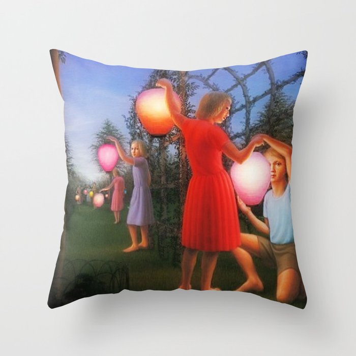 Classical Magic Realism Masterpiece 'Garden Party' by George Tooker Throw Pillow Gallery Image 6