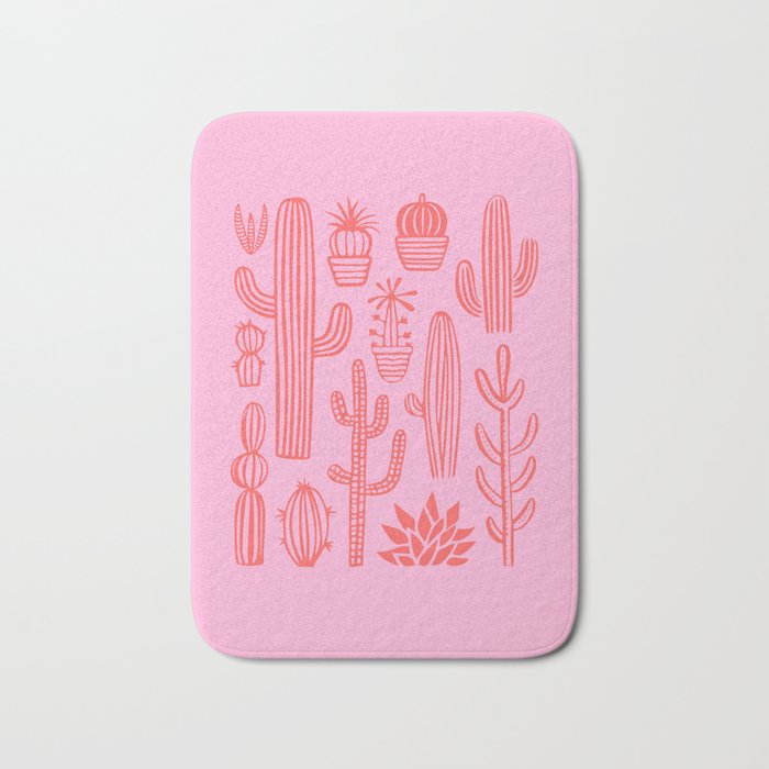 Hand drawn cactus plant art Bath Mat Gallery Image 1