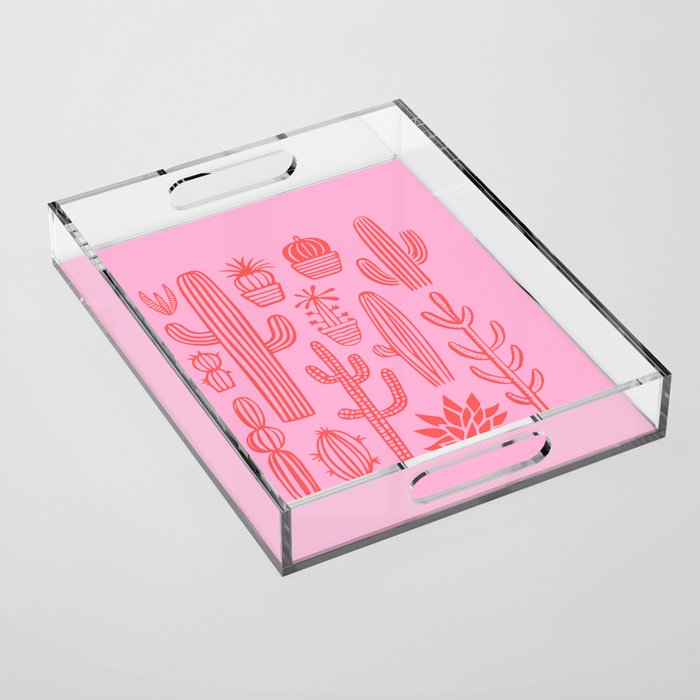 Hand drawn cactus plant art Acrylic Tray Gallery Image 1