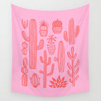 Hand drawn cactus plant art Wall Tapestry Gallery Image 4