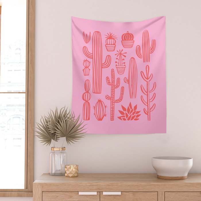 Hand drawn cactus plant art Wall Tapestry Gallery Image 2