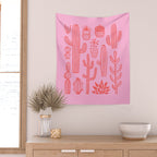 Hand drawn cactus plant art Wall Tapestry Gallery Image 2