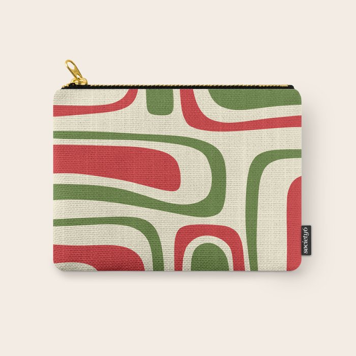 Palm Springs Mid Century Modern Abstract Pattern in Retro Christmas Green Red Cream Carry All Pouch Gallery Image 1