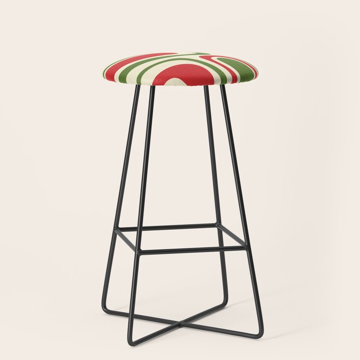 Palm Springs Mid Century Modern Abstract Pattern in Retro Christmas Green Red Cream Stool Gallery Image 1