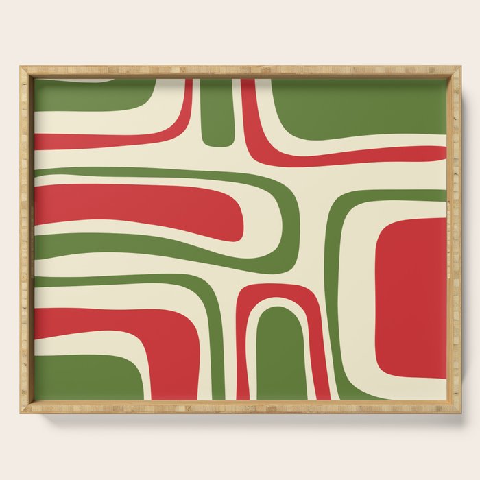 Palm Springs Mid Century Modern Abstract Pattern in Retro Christmas Green Red Cream Serving Tray Gallery Image 1