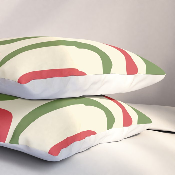 Palm Springs Mid Century Modern Abstract Pattern in Retro Christmas Green Red Cream Pillow Sham Gallery Image 3