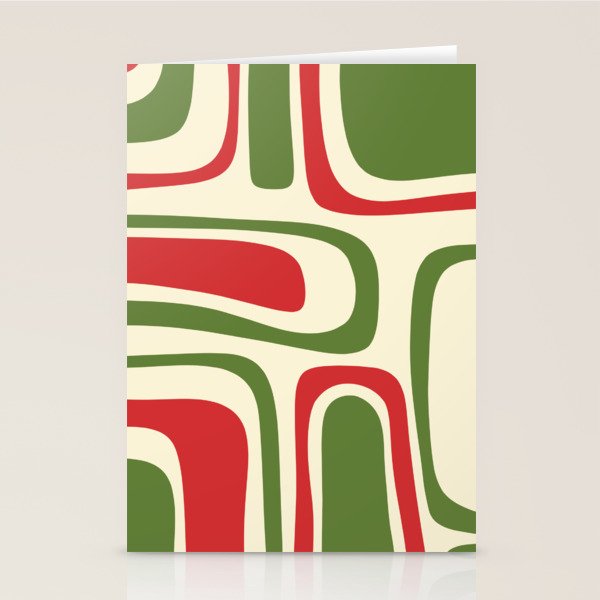 Palm Springs Mid Century Modern Abstract Pattern in Retro Christmas Green Red Cream Stationery Card Gallery Image 2