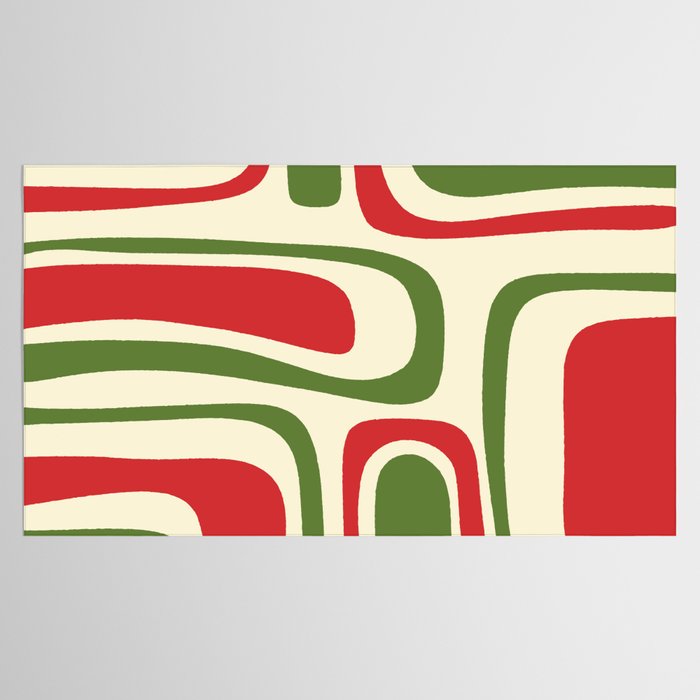 Palm Springs Mid Century Modern Abstract Pattern in Retro Christmas Green Red Cream Tablecloth Gallery Image 2