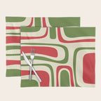 Palm Springs Mid Century Modern Abstract Pattern in Retro Christmas Green Red Cream Placemat Gallery Image 1