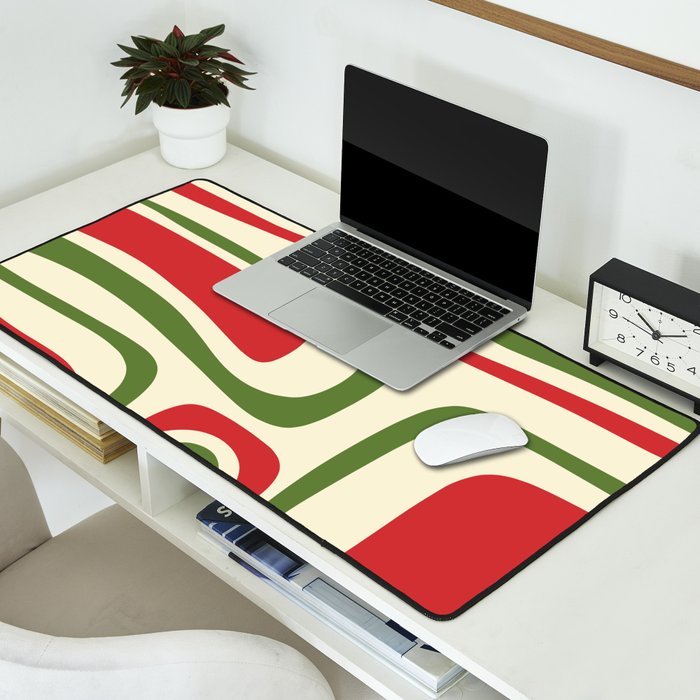 Palm Springs Mid Century Modern Abstract Pattern in Retro Christmas Green Red Cream Desk Mat Gallery Image 2