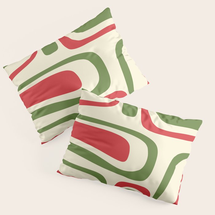Palm Springs Mid Century Modern Abstract Pattern in Retro Christmas Green Red Cream Pillow Sham Gallery Image 3