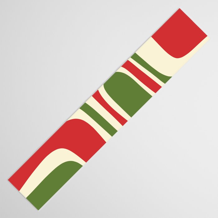Palm Springs Mid Century Modern Abstract Pattern in Retro Christmas Green Red Cream Table Runner Gallery Image 3