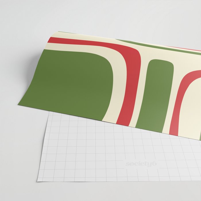 Palm Springs Mid Century Modern Abstract Pattern in Retro Christmas Green Red Cream Wrapping Paper Gallery Image 2