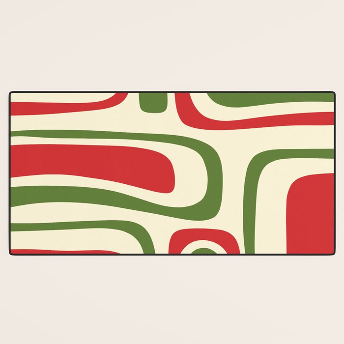 Palm Springs Mid Century Modern Abstract Pattern in Retro Christmas Green Red Cream Desk Mat Gallery Image 3