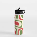 Palm Springs Mid Century Modern Abstract Pattern in Retro Christmas Green Red Cream Water Bottle Gallery Image 1