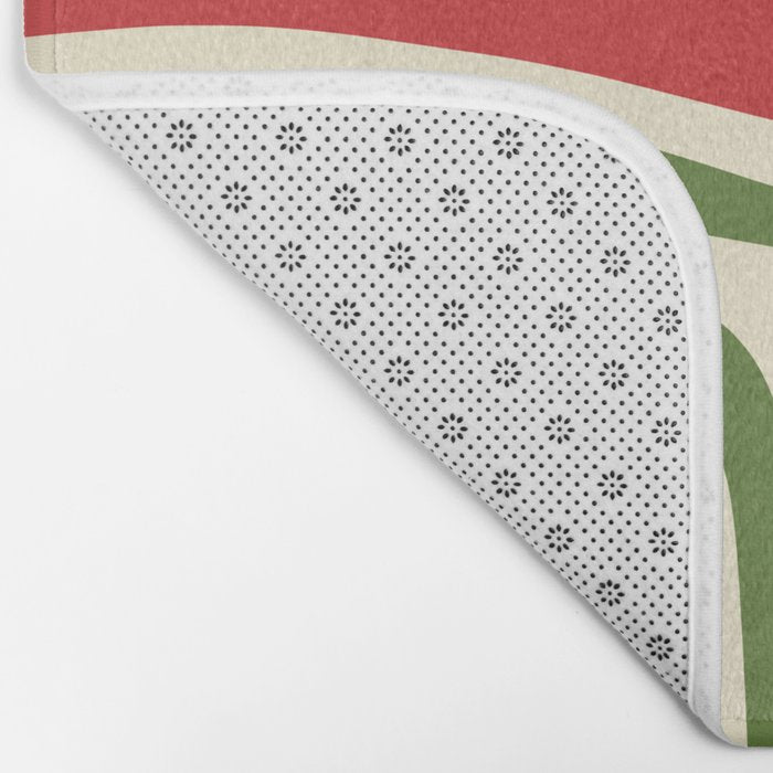 Palm Springs Mid Century Modern Abstract Pattern in Retro Christmas Green Red Cream Bath Mat Gallery Image 2