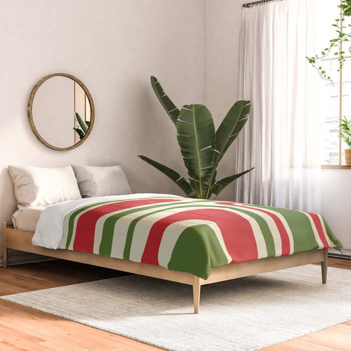 Palm Springs Mid Century Modern Abstract Pattern in Retro Christmas Green Red Cream Comforter Gallery Image 2