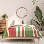Palm Springs Mid Century Modern Abstract Pattern in Retro Christmas Green Red Cream Comforter Gallery Image 3