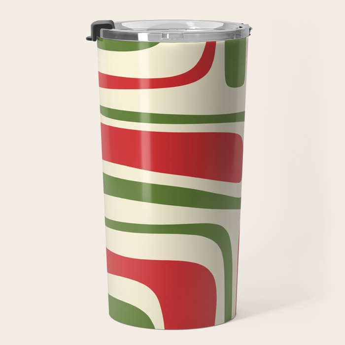 Palm Springs Mid Century Modern Abstract Pattern in Retro Christmas Green Red Cream Travel Mug Gallery Image 3