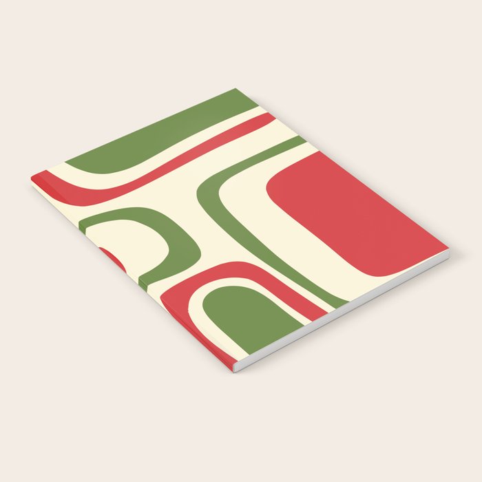 Palm Springs Mid Century Modern Abstract Pattern in Retro Christmas Green Red Cream Notebook Gallery Image 2