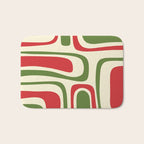 Palm Springs Mid Century Modern Abstract Pattern in Retro Christmas Green Red Cream Bath Mat Gallery Image 1