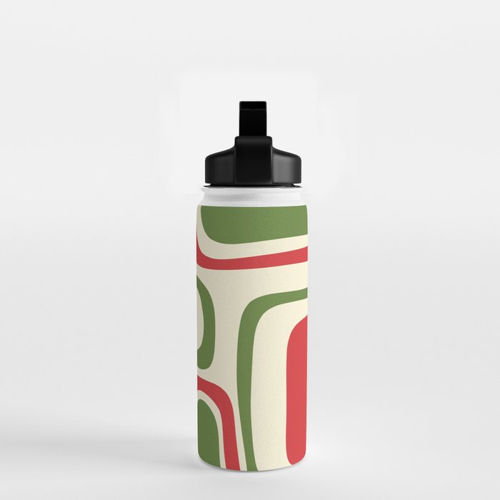 Palm Springs Mid Century Modern Abstract Pattern in Retro Christmas Green Red Cream Water Bottle Gallery Image 2