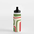 Palm Springs Mid Century Modern Abstract Pattern in Retro Christmas Green Red Cream Water Bottle Gallery Image 2