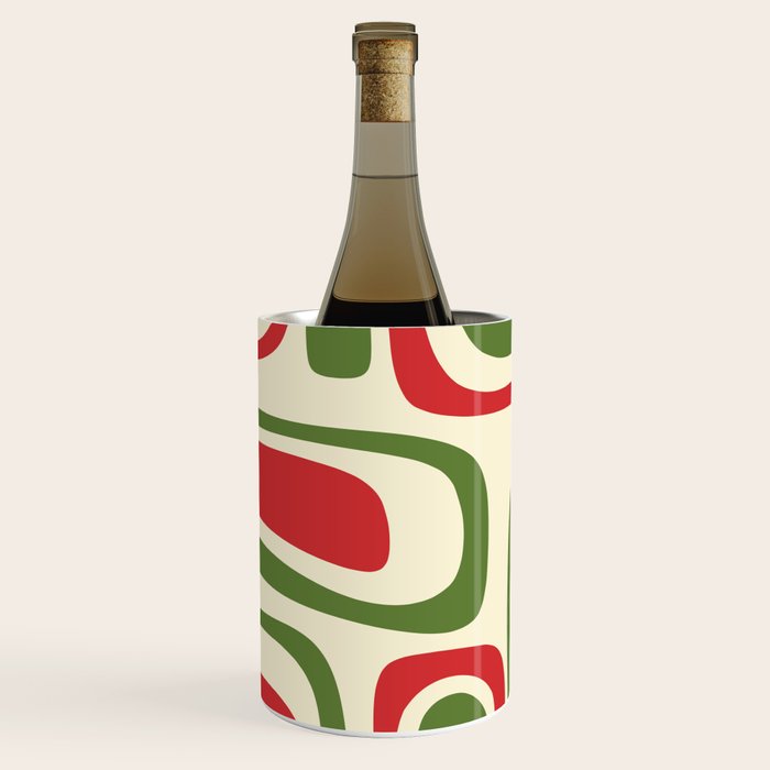 Palm Springs Mid Century Modern Abstract Pattern in Retro Christmas Green Red Cream Wine Chiller Gallery Image 1