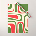 Palm Springs Mid Century Modern Abstract Pattern in Retro Christmas Green Red Cream Wrapping Paper Gallery Image 1