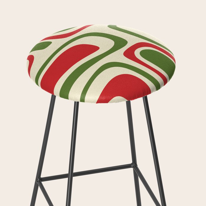 Palm Springs Mid Century Modern Abstract Pattern in Retro Christmas Green Red Cream Stool Gallery Image 2