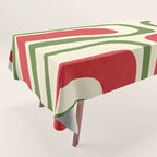 Palm Springs Mid Century Modern Abstract Pattern in Retro Christmas Green Red Cream Tablecloth Gallery Image 1