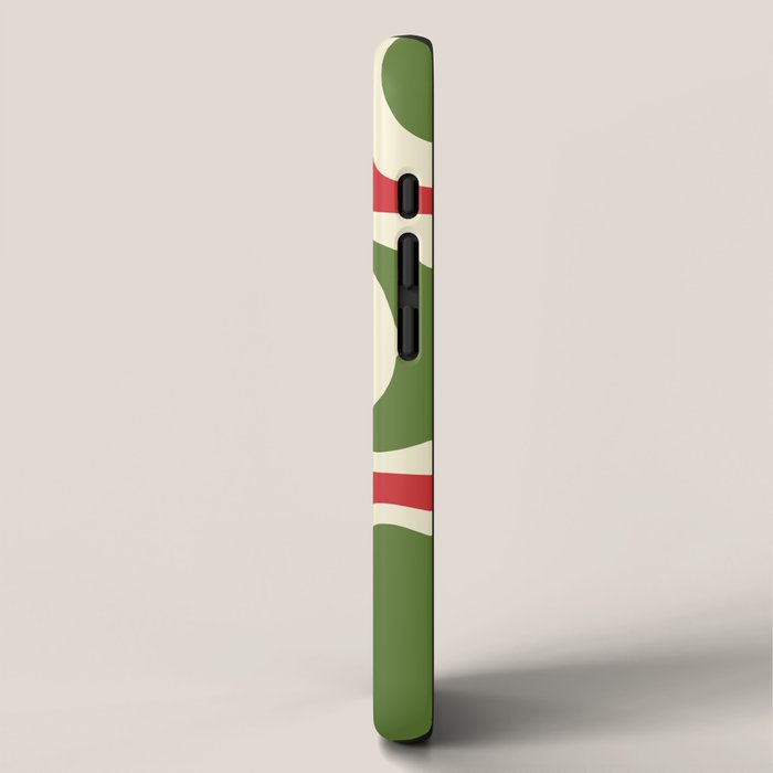 Palm Springs Mid Century Modern Abstract Pattern in Retro Christmas Green Red Cream iPhone Case Gallery Image 2