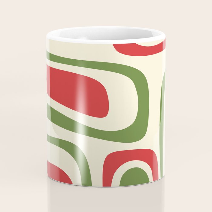 Palm Springs Mid Century Modern Abstract Pattern in Retro Christmas Green Red Cream Coffee Mug Gallery Image 4