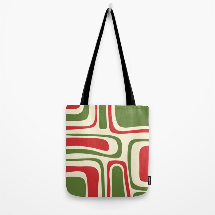 Palm Springs Mid Century Modern Abstract Pattern in Retro Christmas Green Red Cream Tote Bag Gallery Image 2