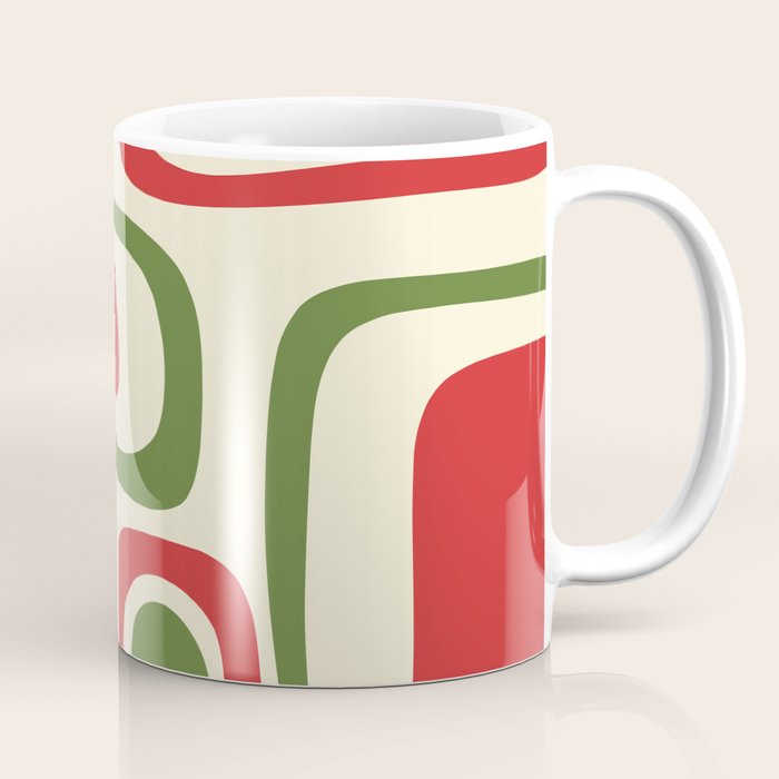 Palm Springs Mid Century Modern Abstract Pattern in Retro Christmas Green Red Cream Coffee Mug Gallery Image 1