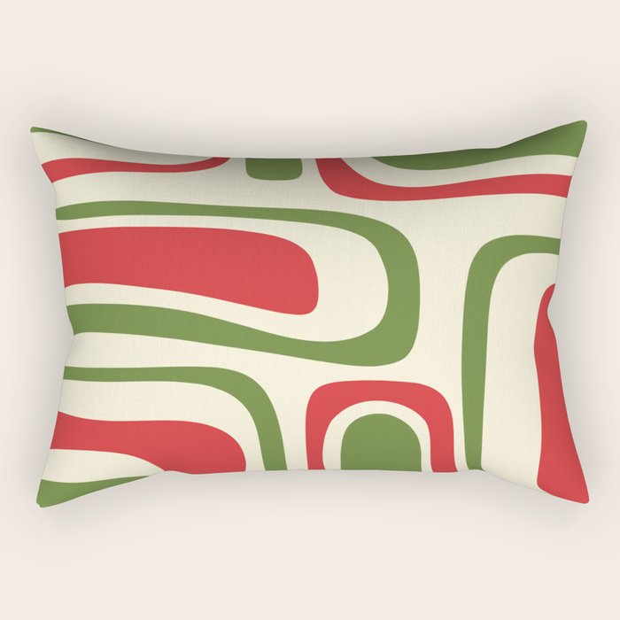 Palm Springs Mid Century Modern Abstract Pattern in Retro Christmas Green Red Cream Rectangular Pillow Gallery Image 2