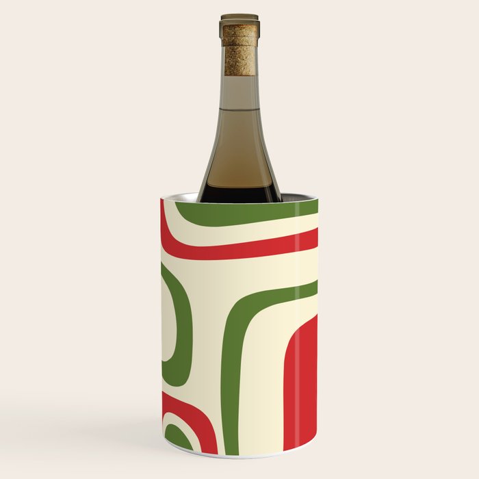 Palm Springs Mid Century Modern Abstract Pattern in Retro Christmas Green Red Cream Wine Chiller Gallery Image 3