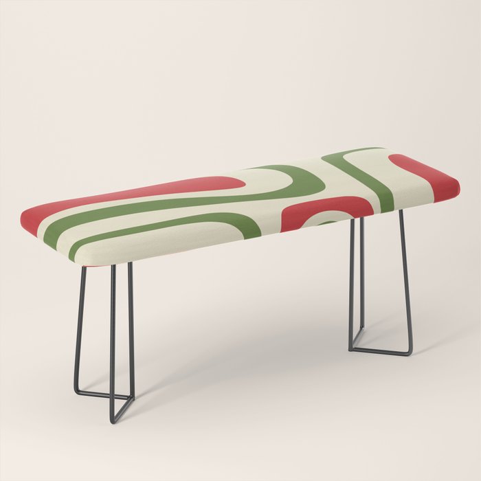 Palm Springs Mid Century Modern Abstract Pattern in Retro Christmas Green Red Cream Bench Gallery Image 1