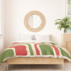 Palm Springs Mid Century Modern Abstract Pattern in Retro Christmas Green Red Cream Duvet Cover Gallery Image 3