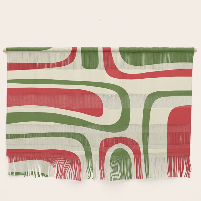 Palm Springs Mid Century Modern Abstract Pattern in Retro Christmas Green Red Cream Wall Hanging Gallery Image 1