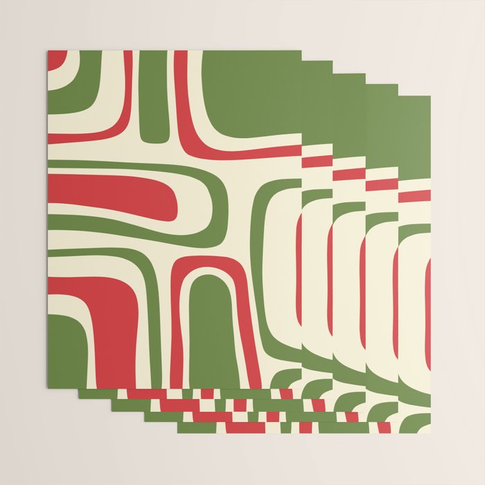 Palm Springs Mid Century Modern Abstract Pattern in Retro Christmas Green Red Cream Wrapping Paper Gallery Image 3
